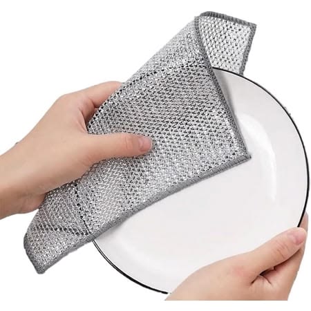 Pack of 4 Kitchen Steel Mesh Wire Dish Washer Cleaning Cloth