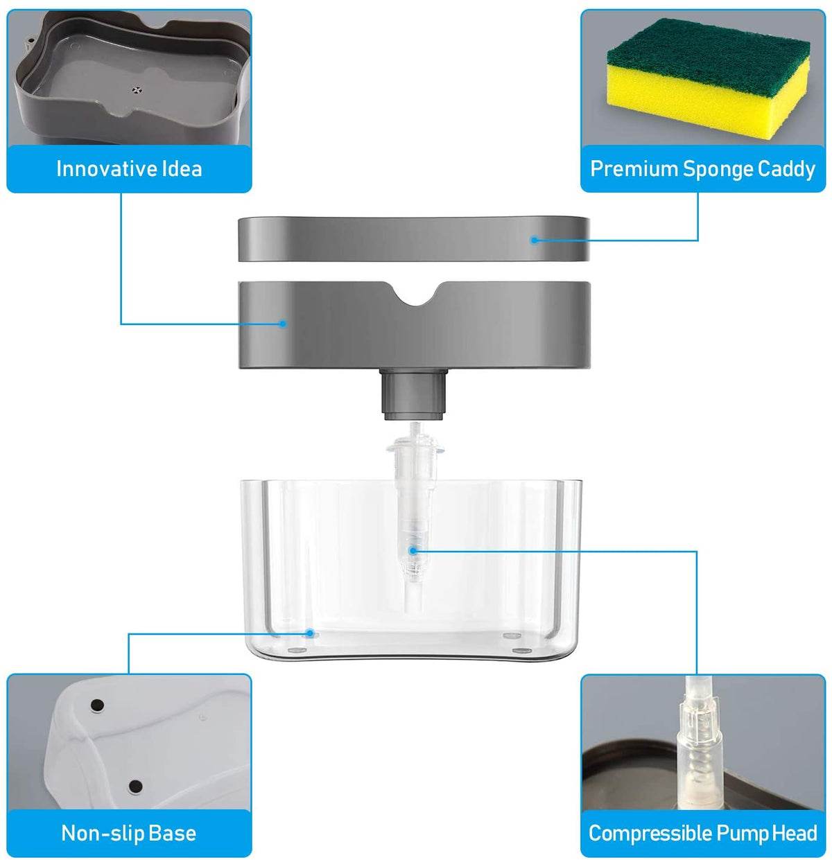 Soap pump with Sponge and box