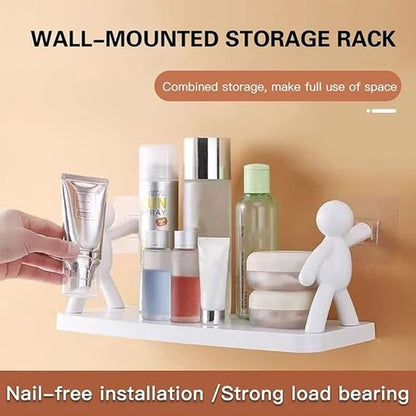 Multifunctional Self Adhesive Creative Character Shelves Bathroom Wall Mounted Shelf