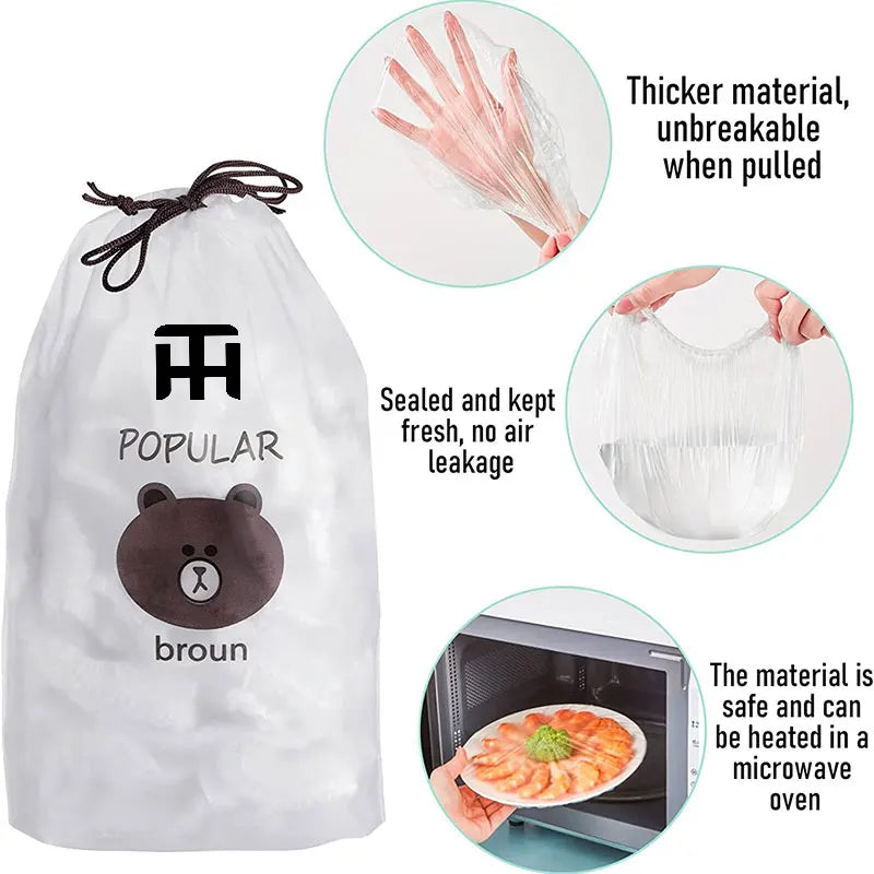 Disposable Food Cover Plastic Wrap (100 PCS)