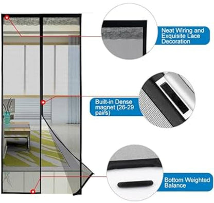Hands-Free Retractable Magic Mesh Screen Door – Magnetic Closure, Easy Install, Keeps Bugs Out