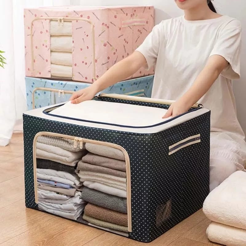 Metal Frame Clothes Storage Organizer Bag