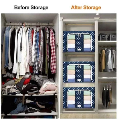 Metal Frame Clothes Storage Organizer Bag