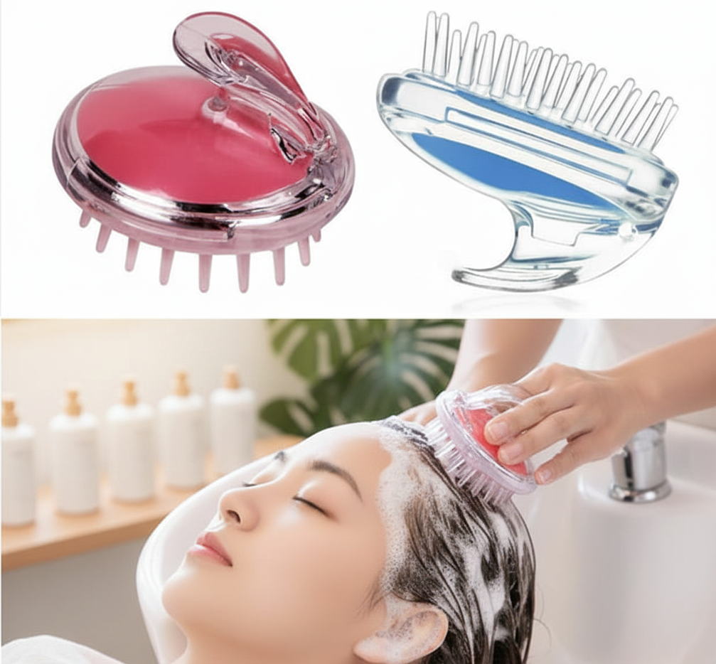 Hair Wash Brush & Scalp Massage Comb – Anti-Dandruff Haircare Brush with Soft Silicone Bristles