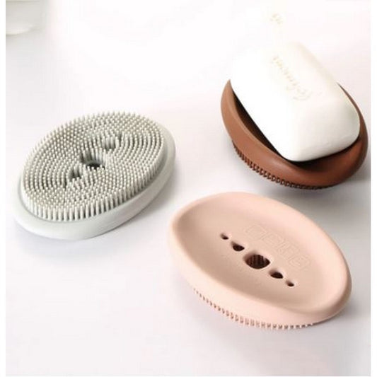 2 in 1 Silicone Soap Holder Double Sided Flexible Multifunctional Bathroom Kitchen Soap