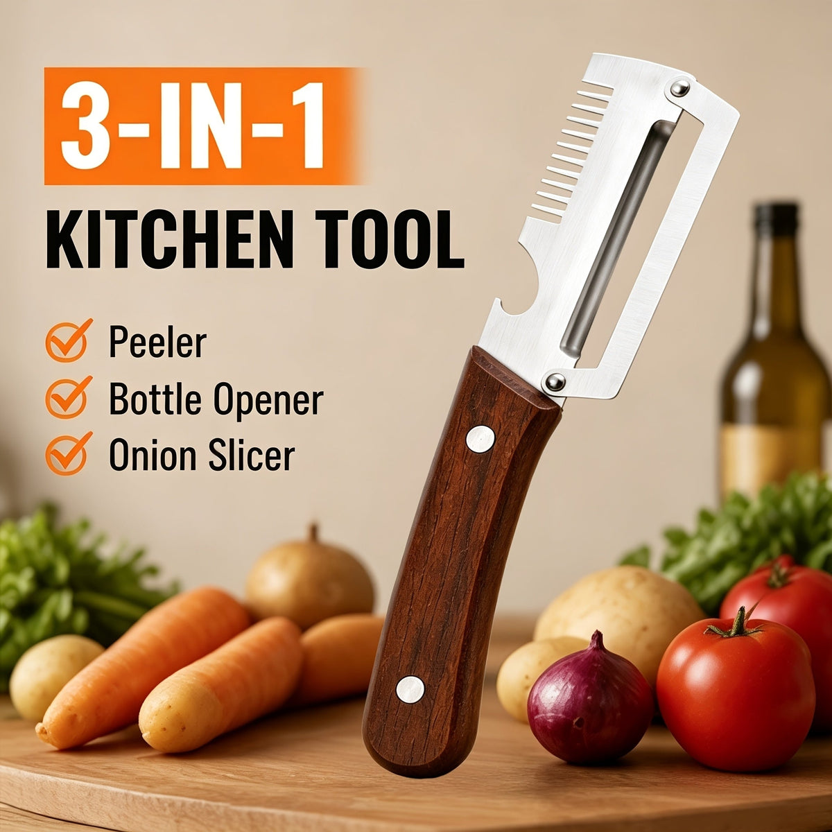 3 in1 Peeler Knife Stainless Steel