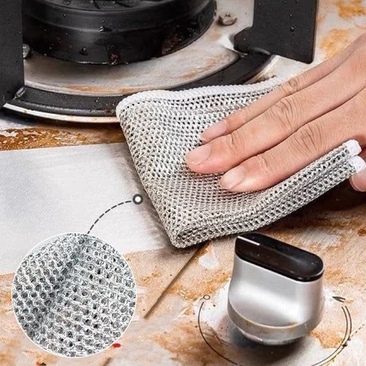 Pack of 4 Kitchen Steel Mesh Wire Dish Washer Cleaning Cloth