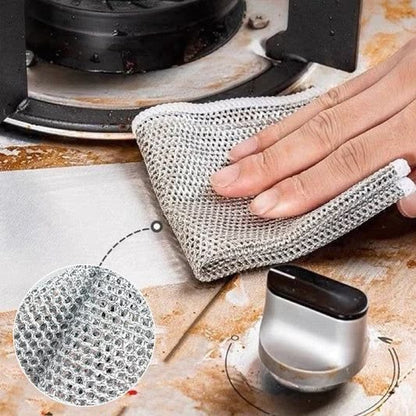 Pack of 4 Kitchen Steel Mesh Wire Dish Washer Cleaning Cloth