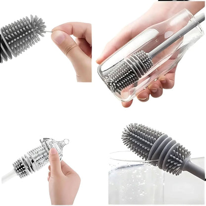 Silicone Bottle Cleaning Brush With Long Handler Milk Bottle Brush