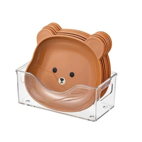 8 Plates With Stand Bear Design