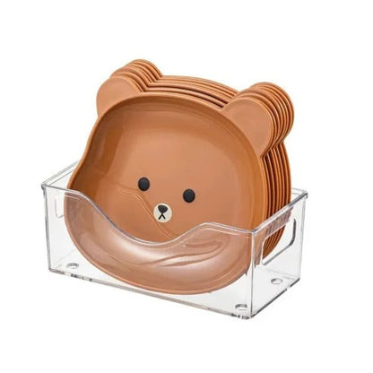 8 Plates With Stand Bear Design