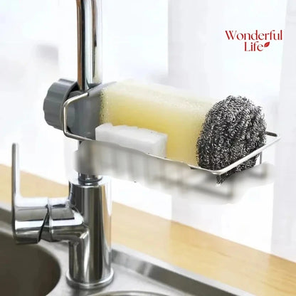 Stainless Steel Adjusting Multifunctional Kitchen Faucet Sponge Holder Durable And Convenient Storage Solution For Everyday Use